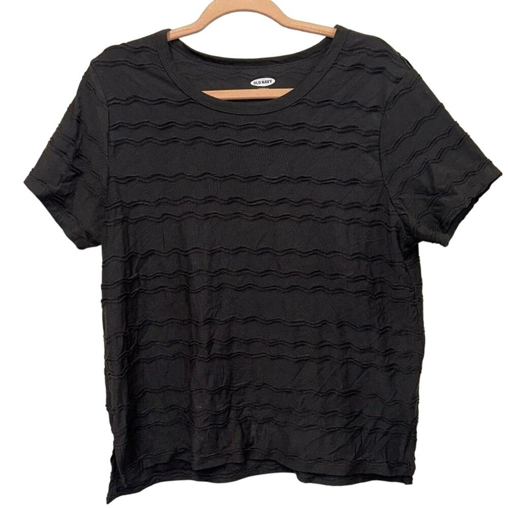 Old‎ Navy EveryWear Black Textured Short Sleeve Tee Large Casual Everyday Top